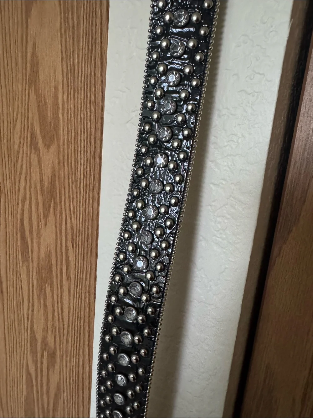 Women’s Black Studded Rhinestone Y2K Belt - Fashion Accessory L/XL